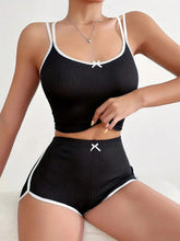 Women Fashion Color Block Trim Cami Top And Shorts Set